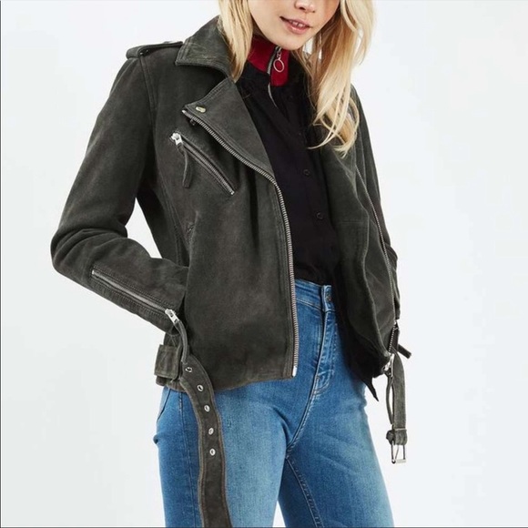 Suede Moto Leather Jacket - Picture 1 of 12